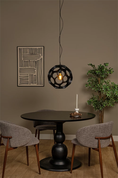 Lucide HANNELORE - Pendant light - Ø 40 cm - 1xE27 - Black - atmosphere 1